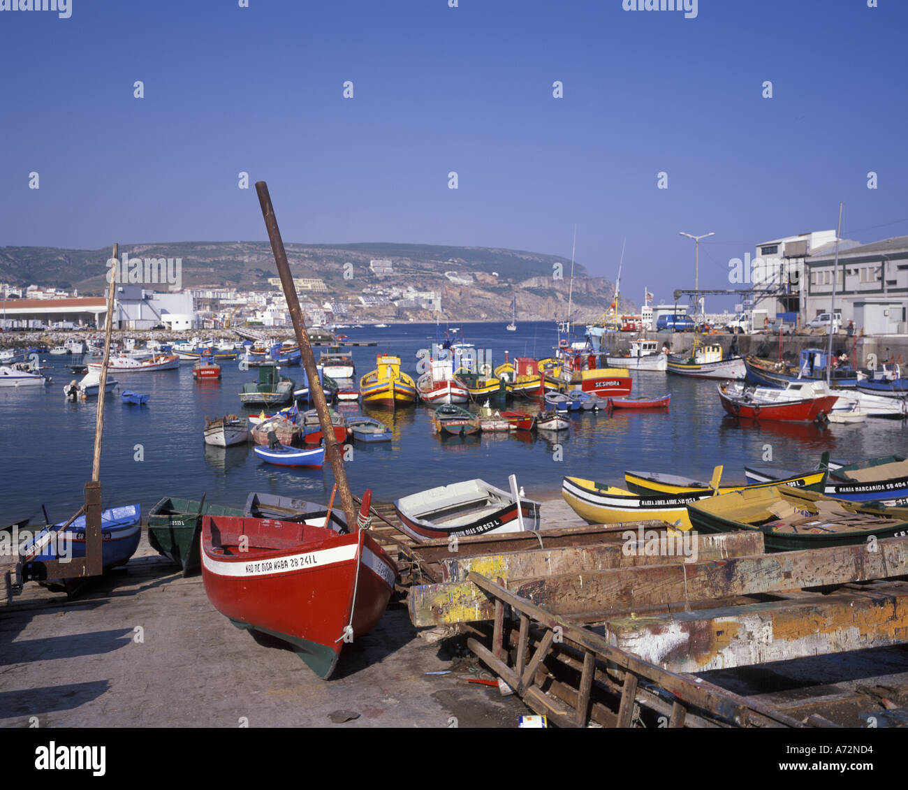 Europe, Portugal, Setubal Peninsula. Sesimbra, Porto de Ambrigo. Fishing  Fleet Stock Photo - Alamy