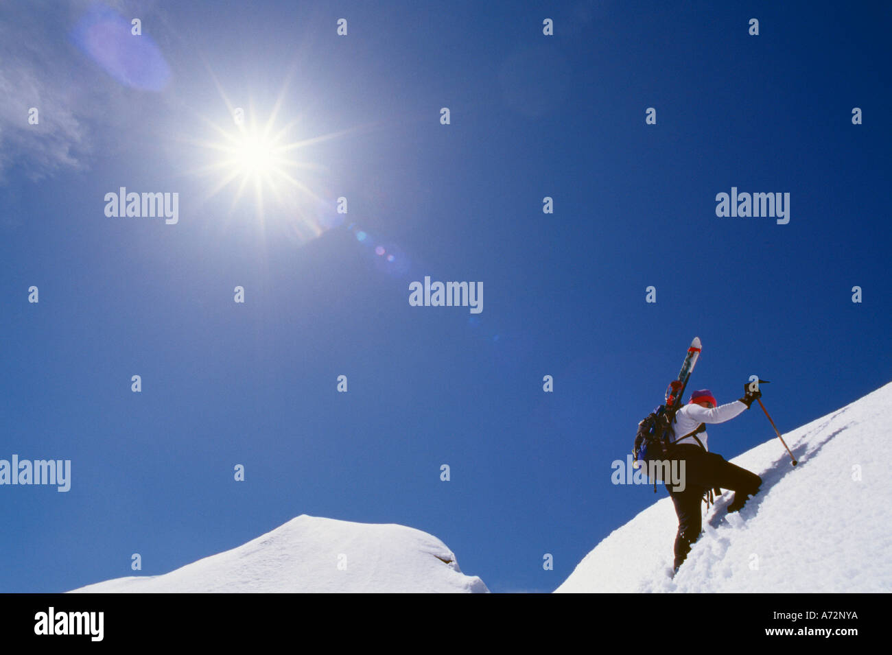 Climber backpack trekking poles hi-res stock photography and images - Alamy