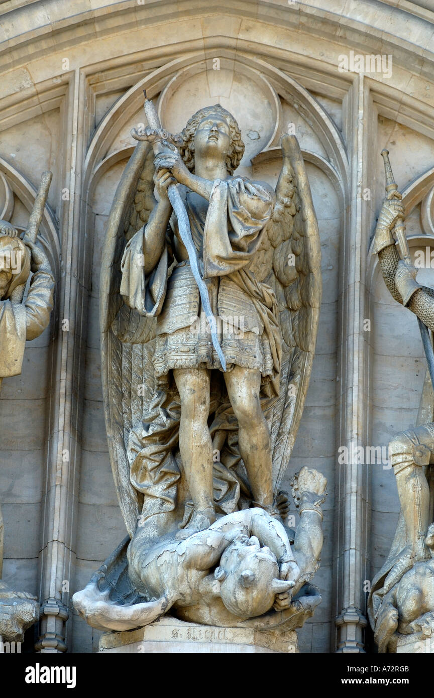 The statue of St. Michael patron saint of Brussels Stock Photo 6688586 Alamy