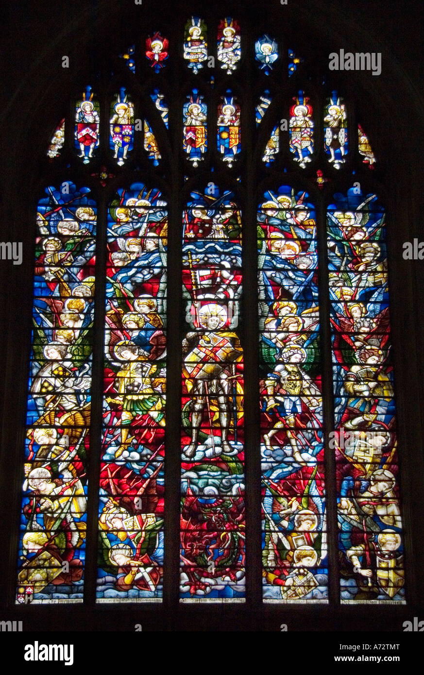 Saint stained glass window at Christ Church College Cathedral