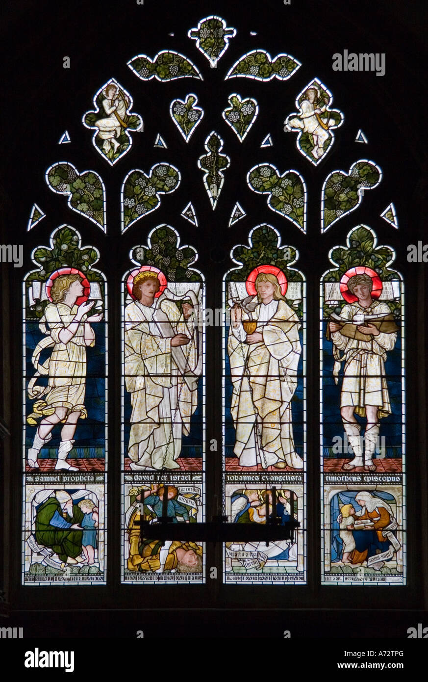 Saints and apostles stained glass window at Christ Church Cathedral
