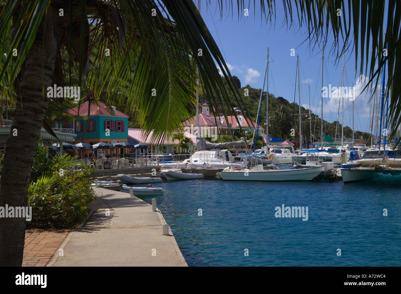 'Sopers Hole' Wharf 'Pussers Landing' 'Frenchmans Cay' West End Tortola British Virgin Islands Caribbean Stock Photo