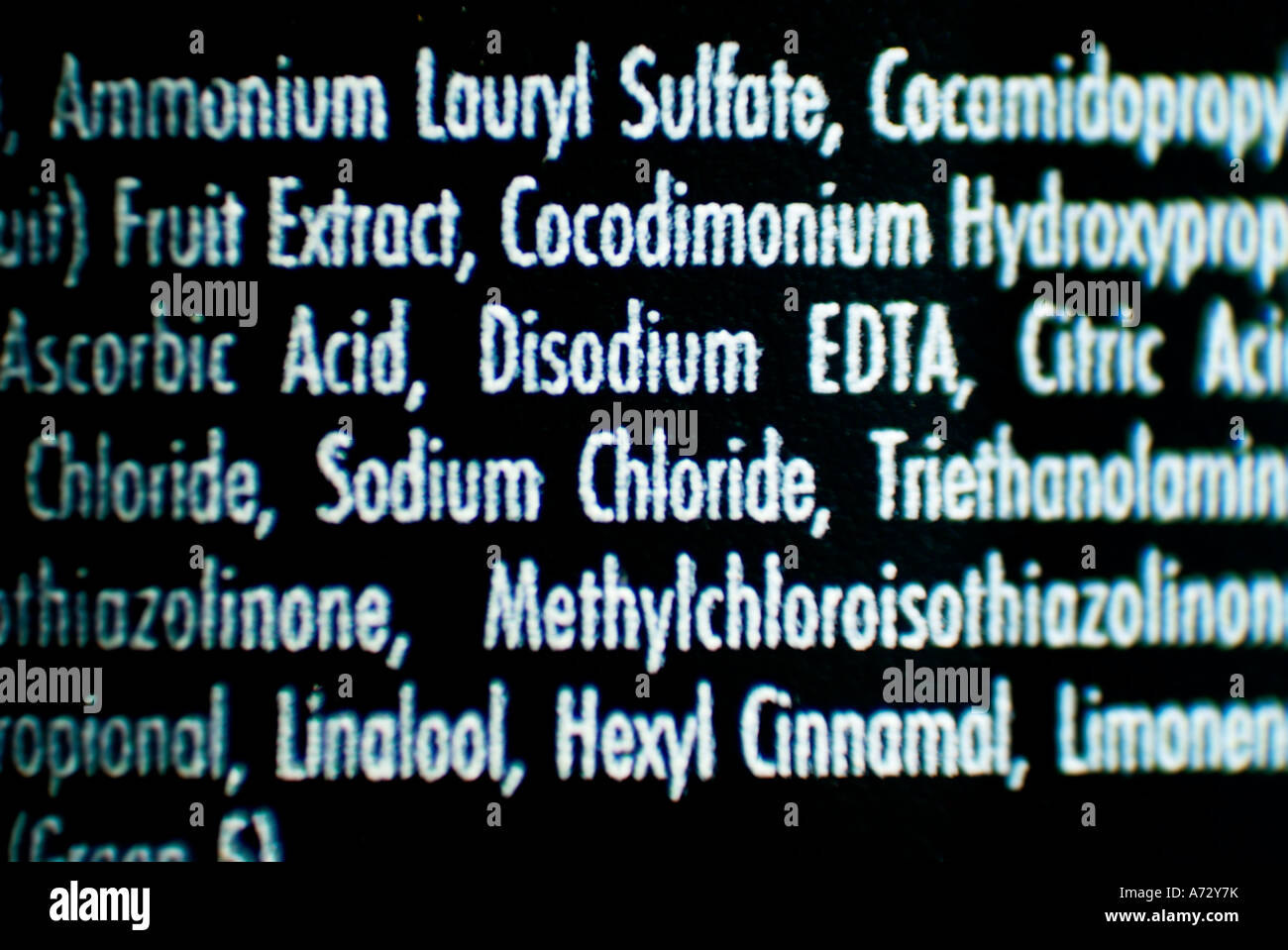 List of ingredients on a bottle of shampoo Stock Photo Alamy