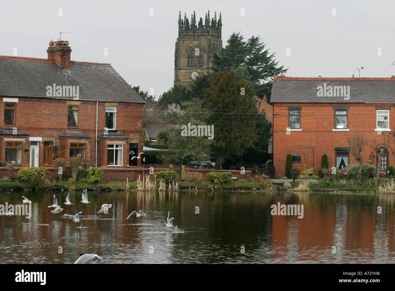 Pond Gresford Village Centre Wrexham North East Wales Stock Photo