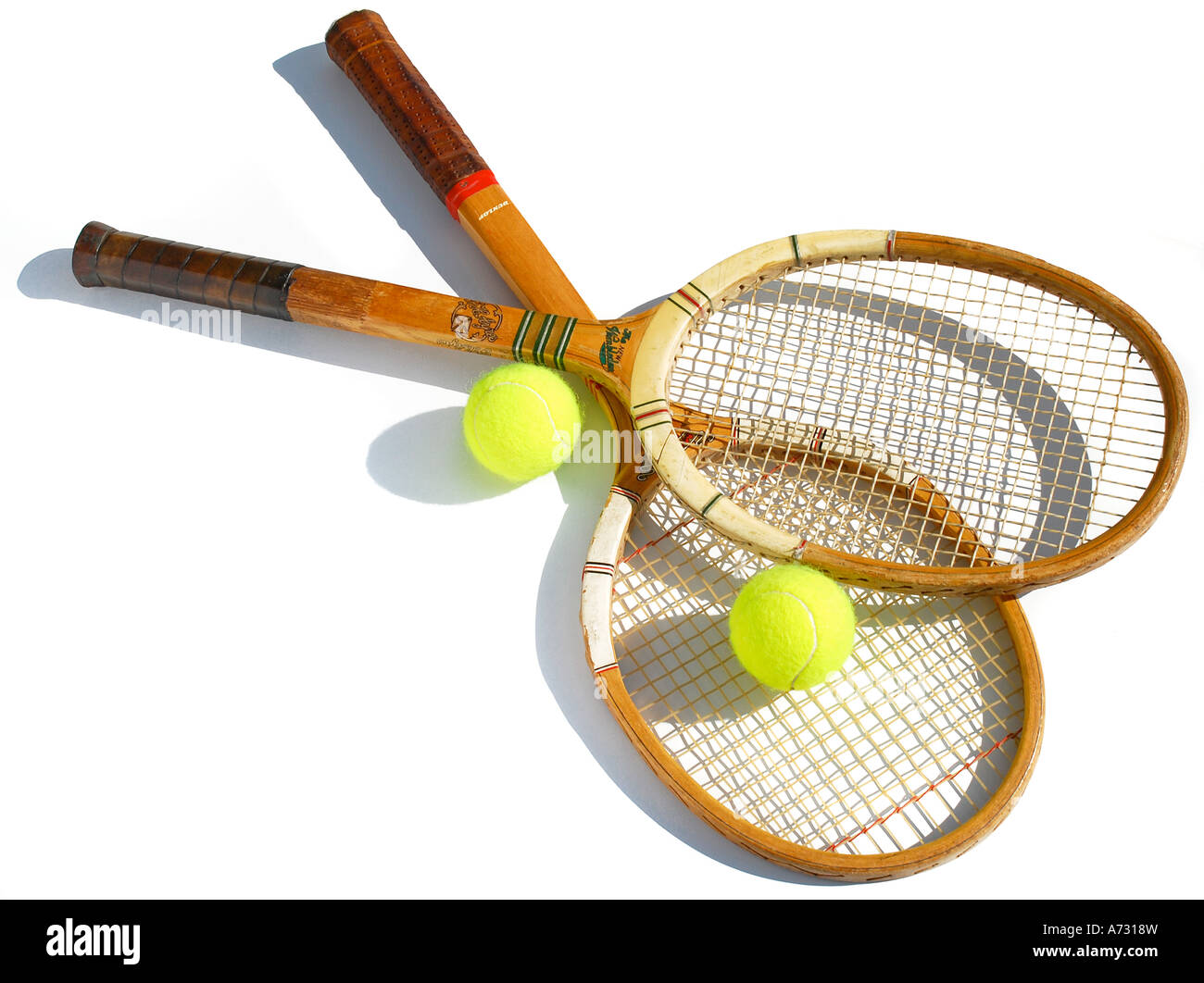 Wooden Tennis Racquets with tennis balls. Picture by Patrick Steel patricksteel Stock Photo