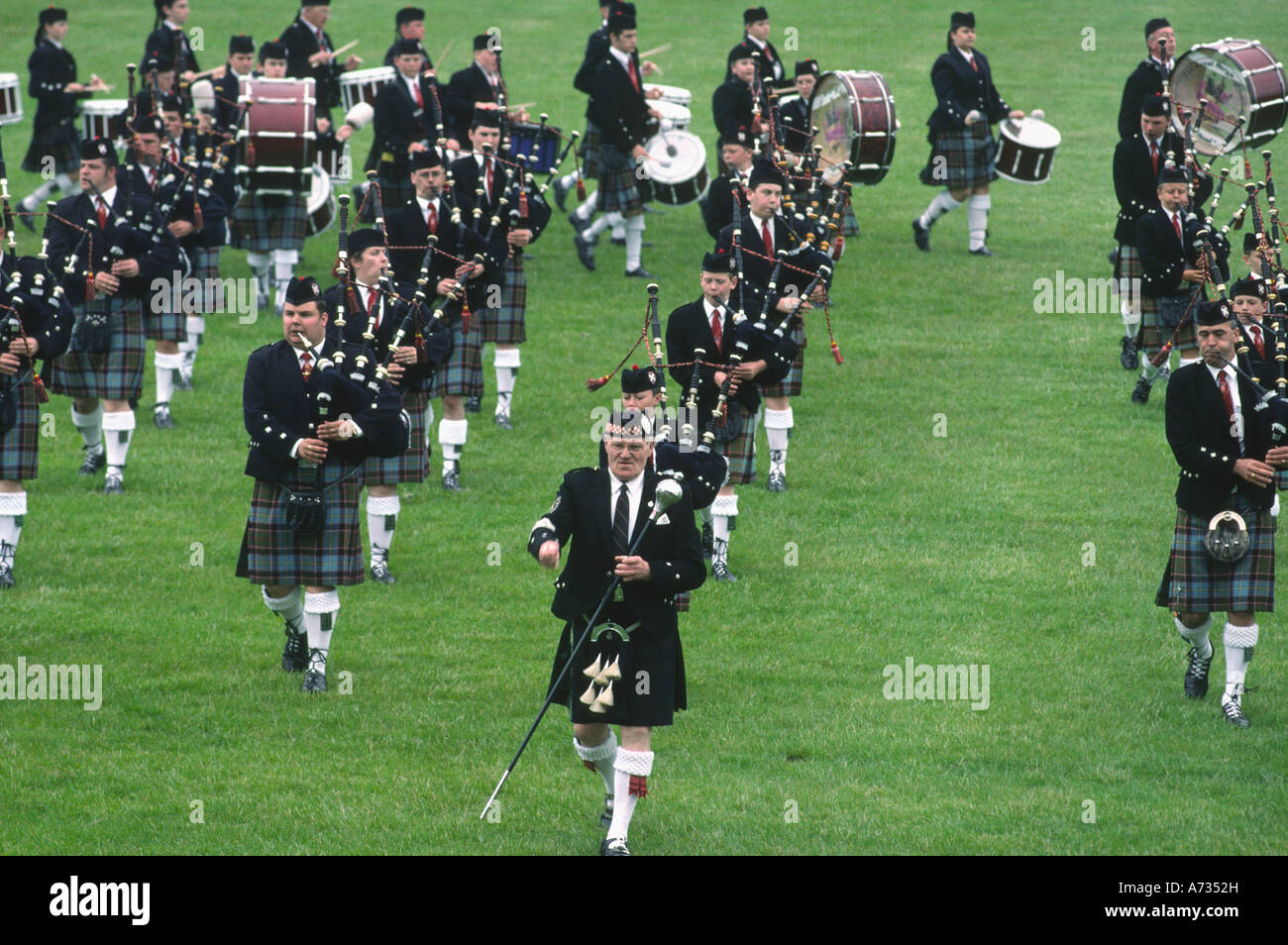 Scottish bagpipe music playing in Stirling, Scotland Stock Photo