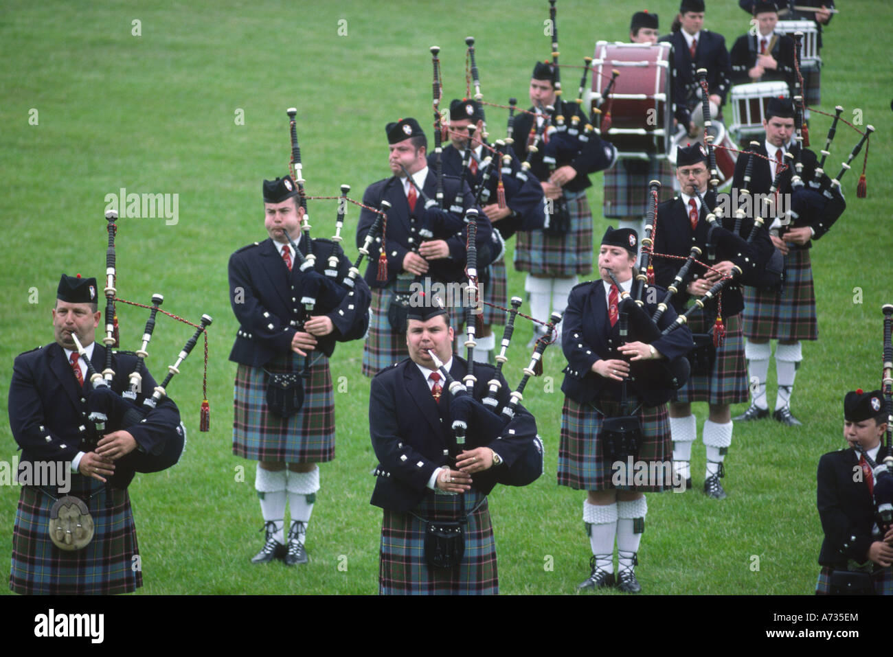 Scottish bagpipe music playing in Stirling, Scotland Stock Photo