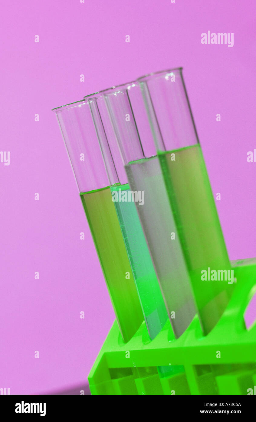 Test tubes containing coloured chemicals Stock Photo Alamy