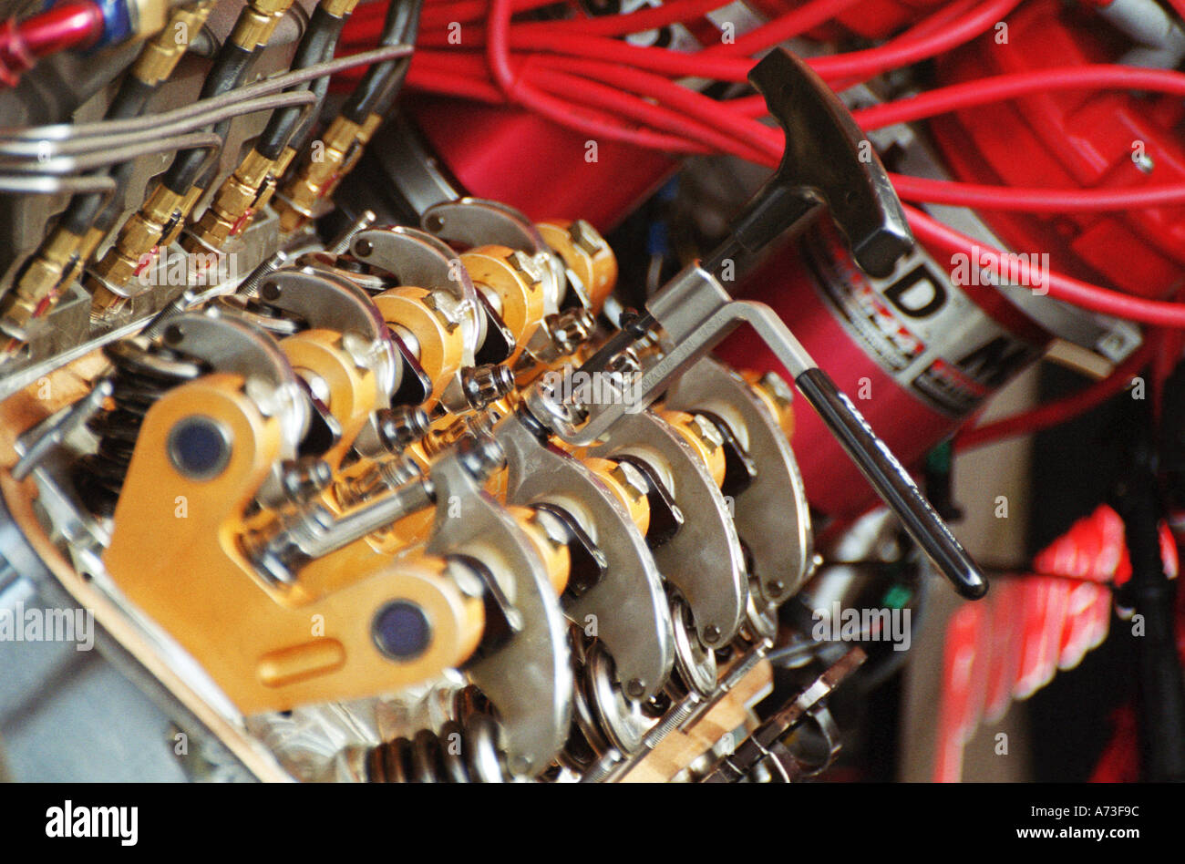 Drag racing engine rocker arms push rods quartermile tuned up tweak