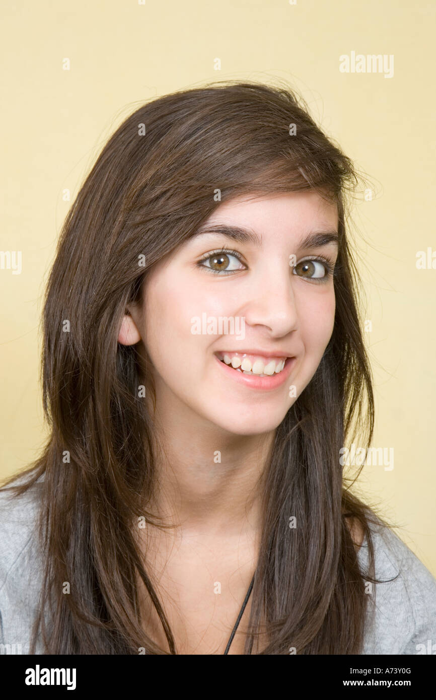 Studio Portrait of Attractive Teenage Girl UK Stock Photo - Alamy