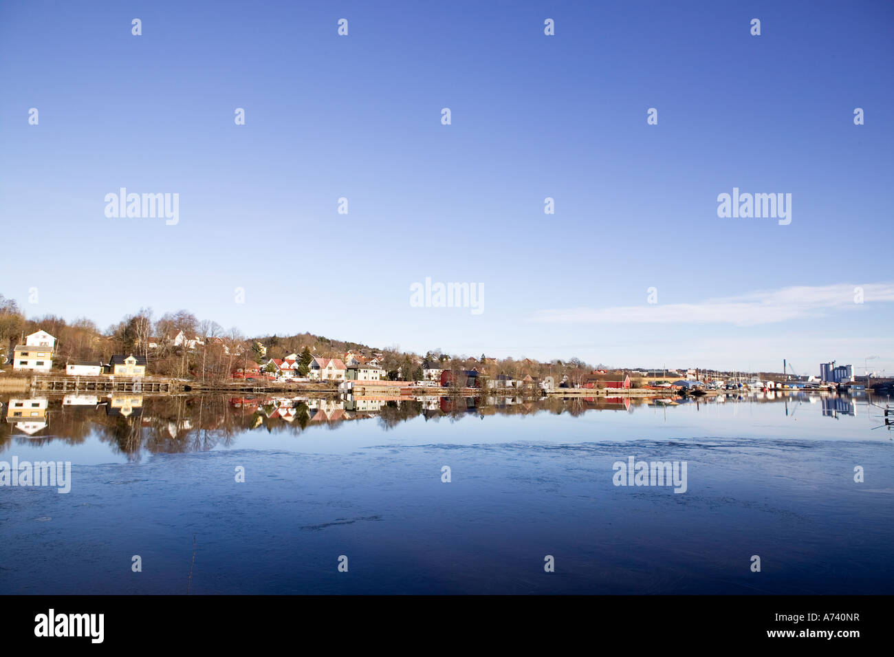 Residential area on the glomma river in south eastern Norway Stock Photo