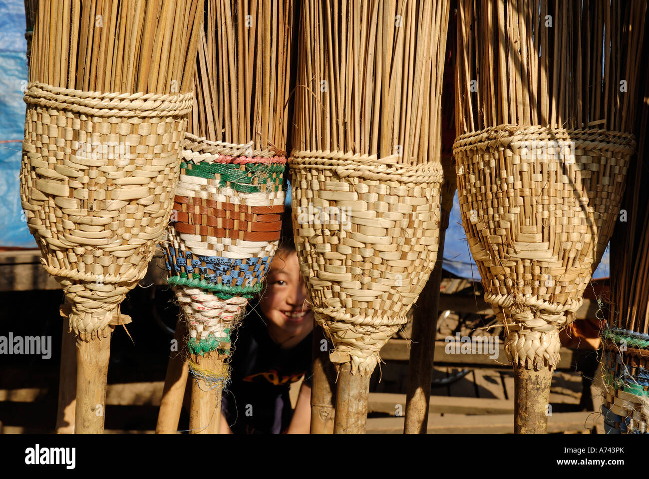 different brooms market of Bhamo Katchin State Myanmar Stock Photo Alamy