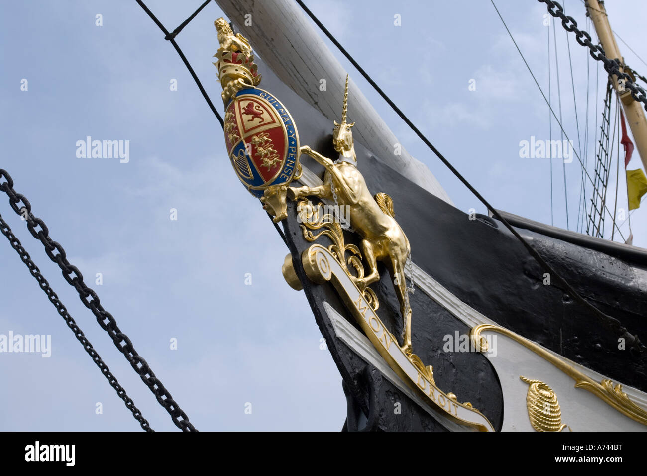 Decorated prow of Brunel's ship the Great Britain Stock Photo