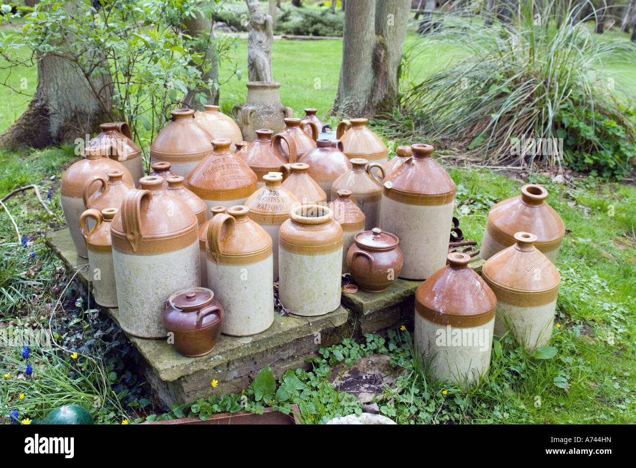 A collection of pottery vessels at Easton Lodge Stock Photo Alamy