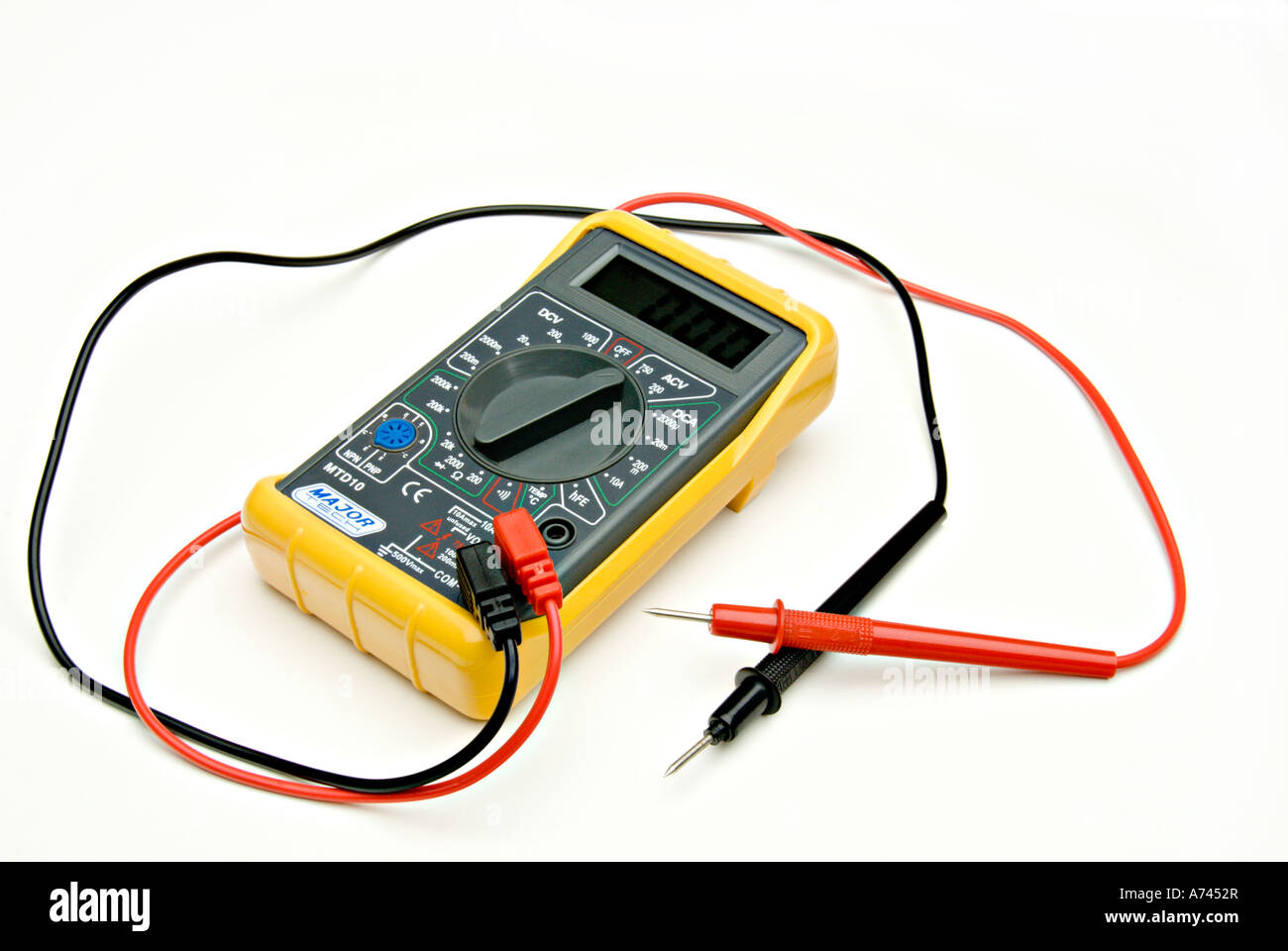 Amp volt reader on white background Stock Photo