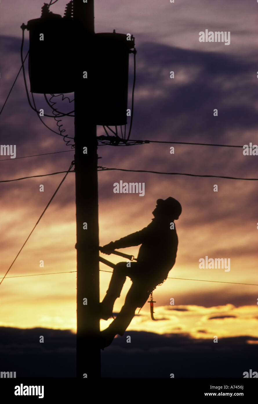Lineman at Work, Calgary, Alberta, Canada Stock Photo Alamy