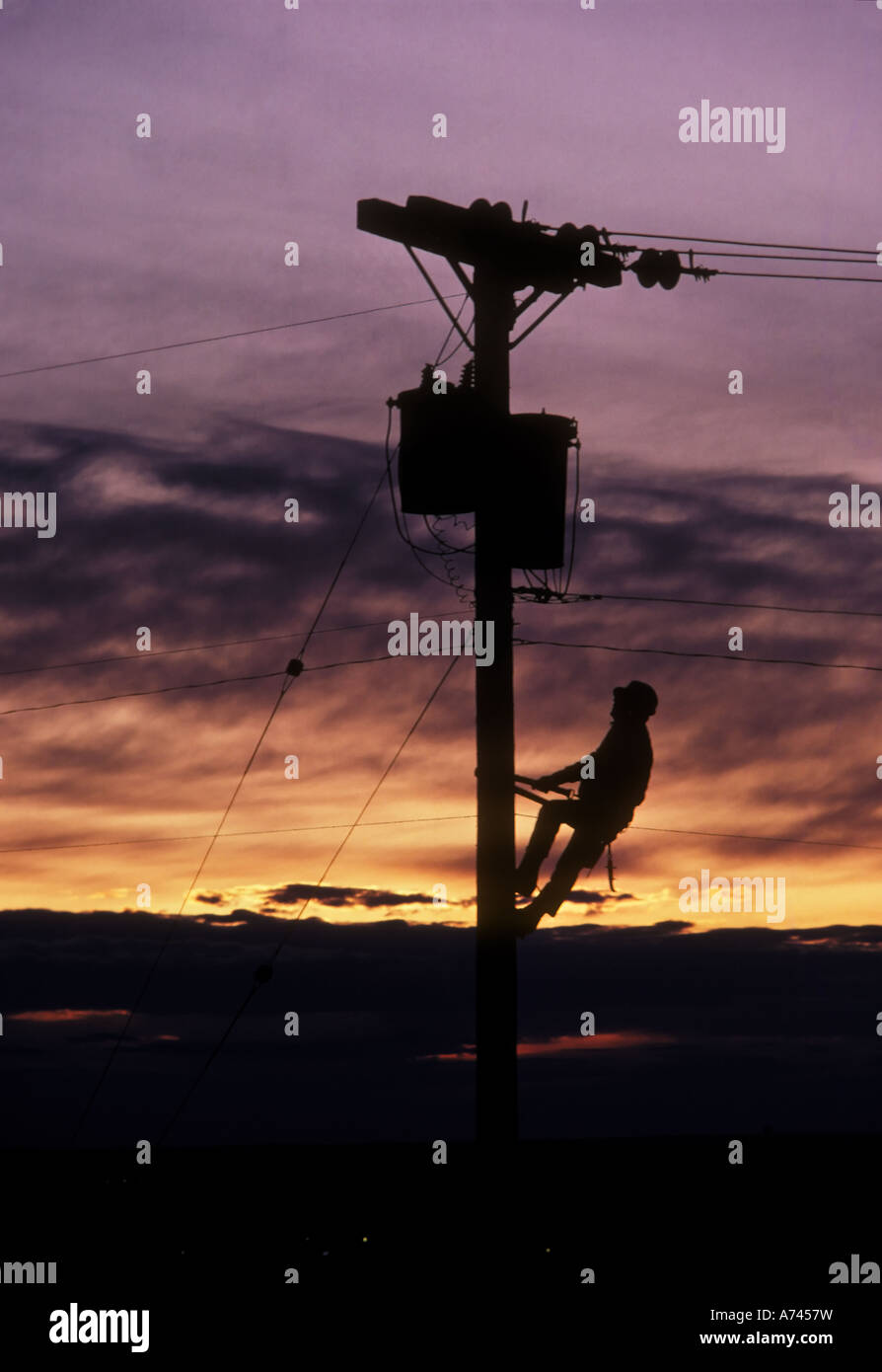 Lineman at Work, Calgary, Alberta, Canada Stock Photo Alamy