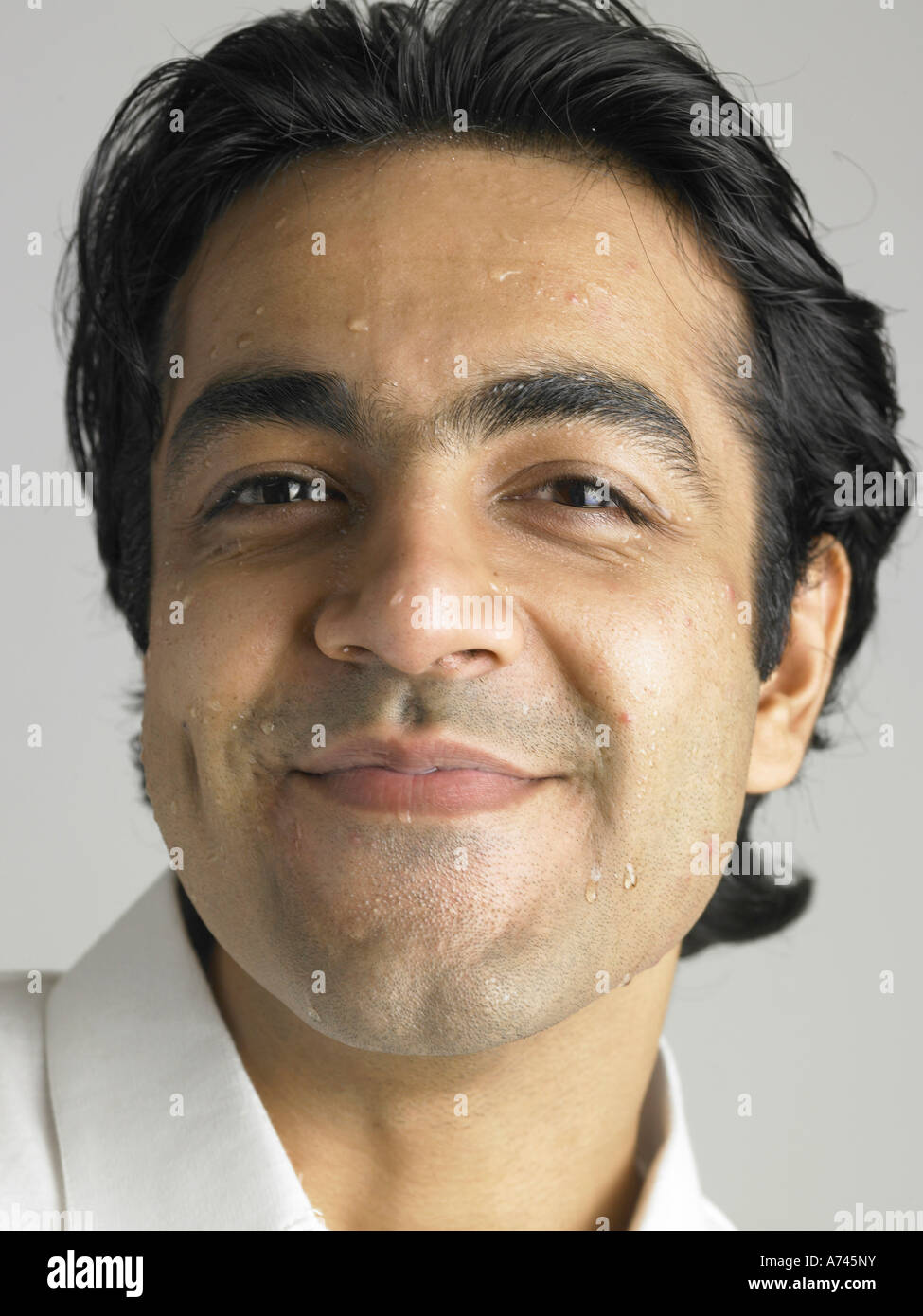 Sweat on face of Indian cricket player MR#702A Stock Photo