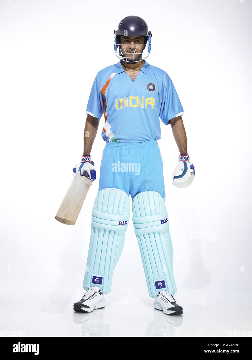 VDA 201827 Indian batsman holding bat wore helmet ready for cricket