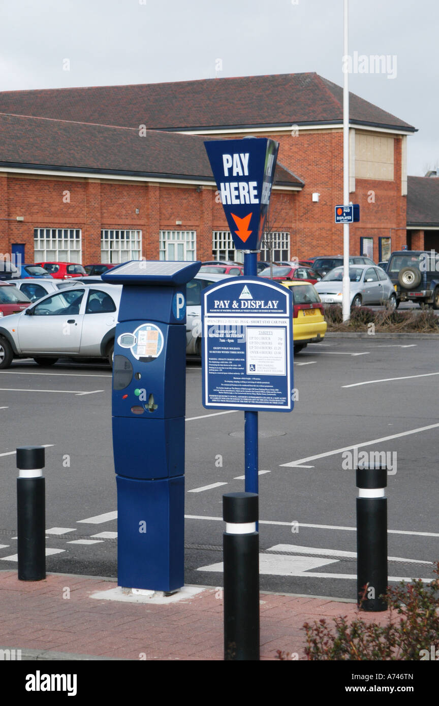 Pay and display machine in a supermarket car park in the uk Stock Photo