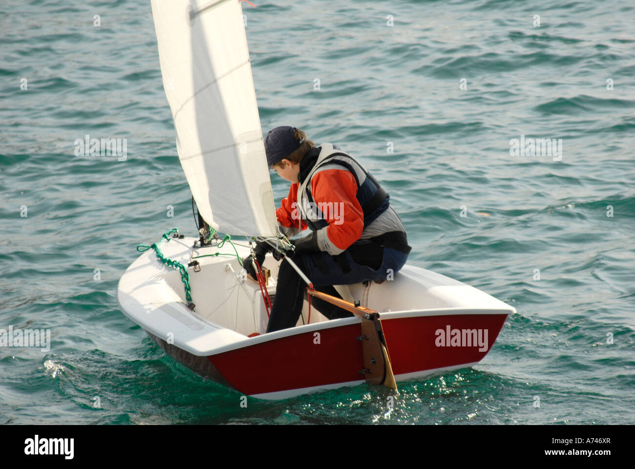 Dinghy sailing on lake Garda Stock Photo Alamy