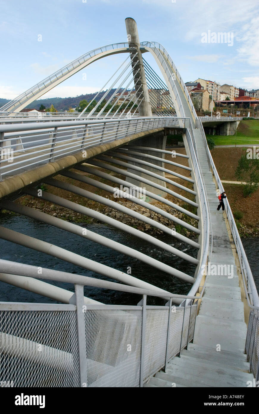 Millenium Bridge over Miño river OURENSE Ourense province Galicia region Spain Stock Photo