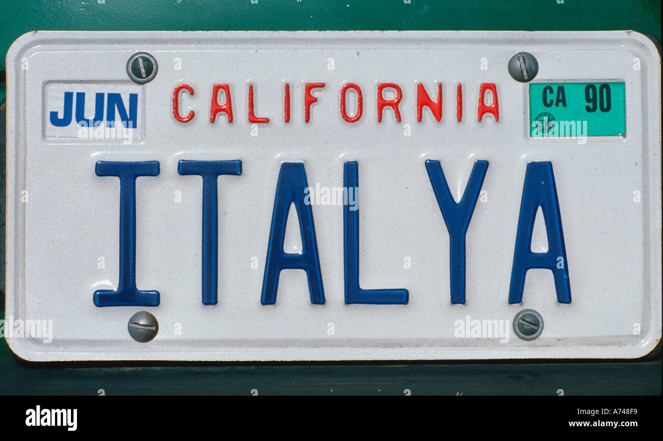 Vanity License Plate California Stock Photo Alamy