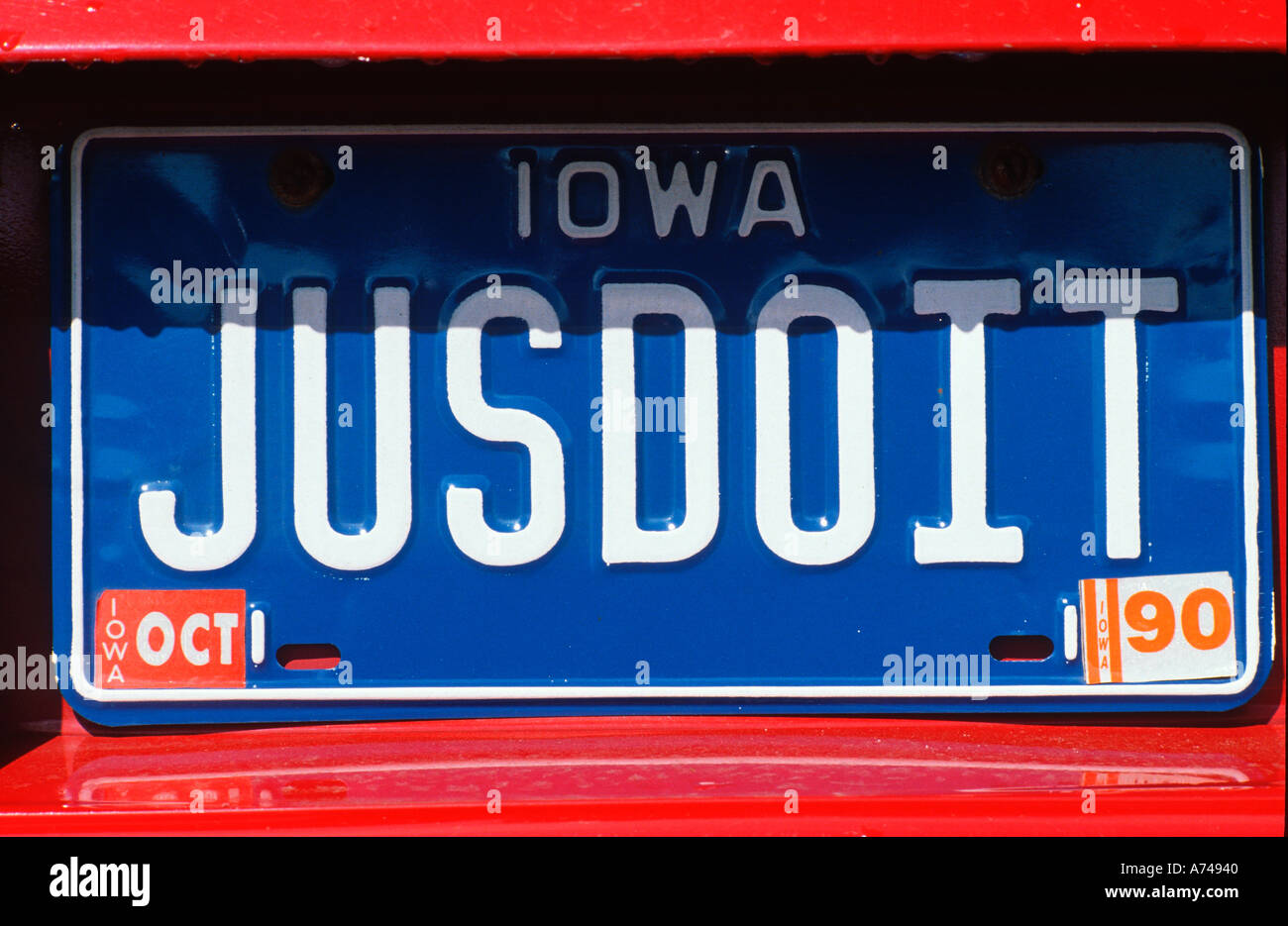 Vanity License Plate Iowa Stock Photo Alamy