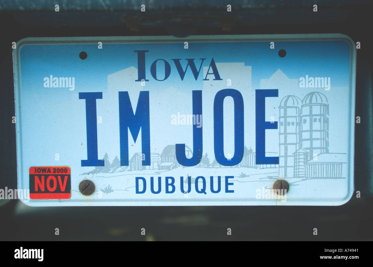 Vanity License Plate Iowa Stock Photo Alamy