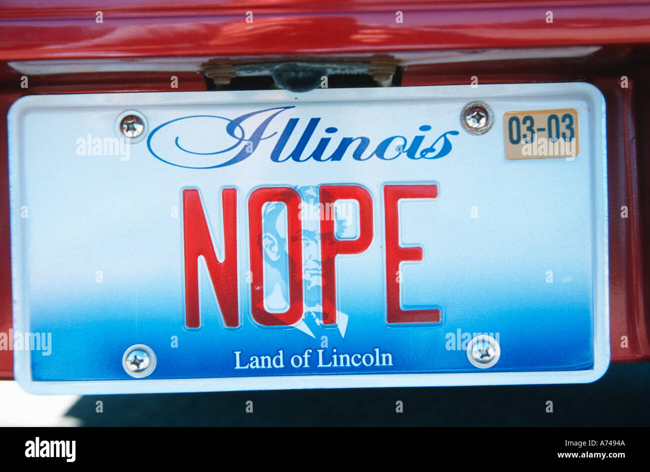 Vanity License Plate Illinois Stock Photo Alamy