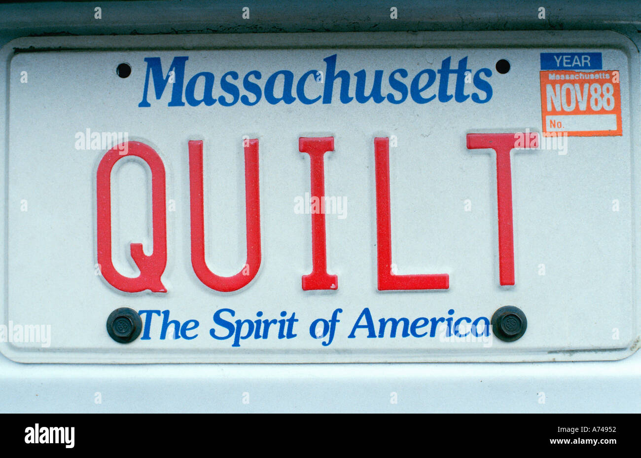 Vanity License Plate Massachusetts Stock Photo Alamy