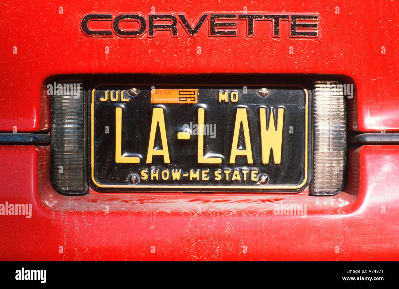 Vanity License Plate Missouri Stock Photo Alamy
