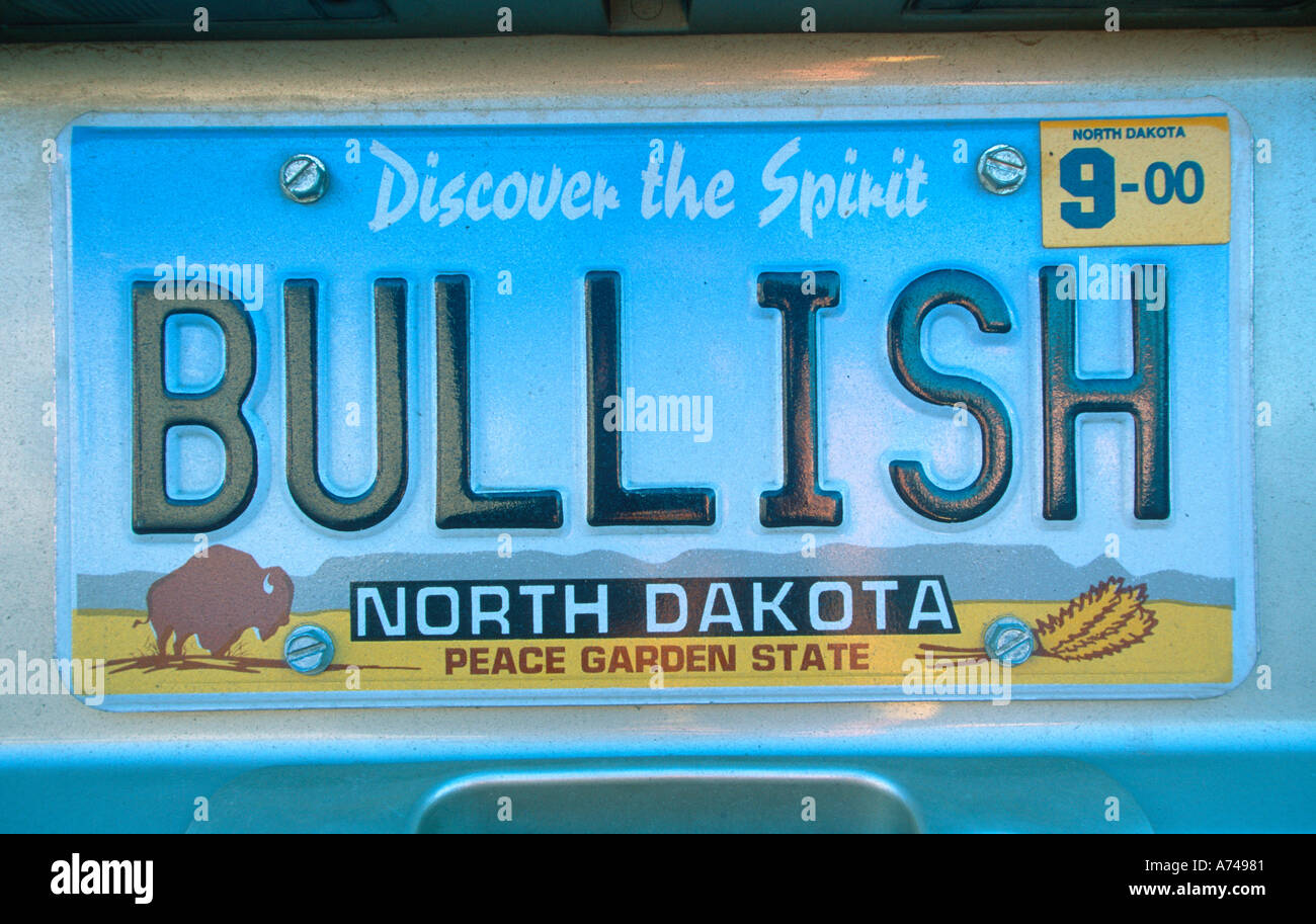 Vanity License Plate North Dakota Stock Photo Alamy
