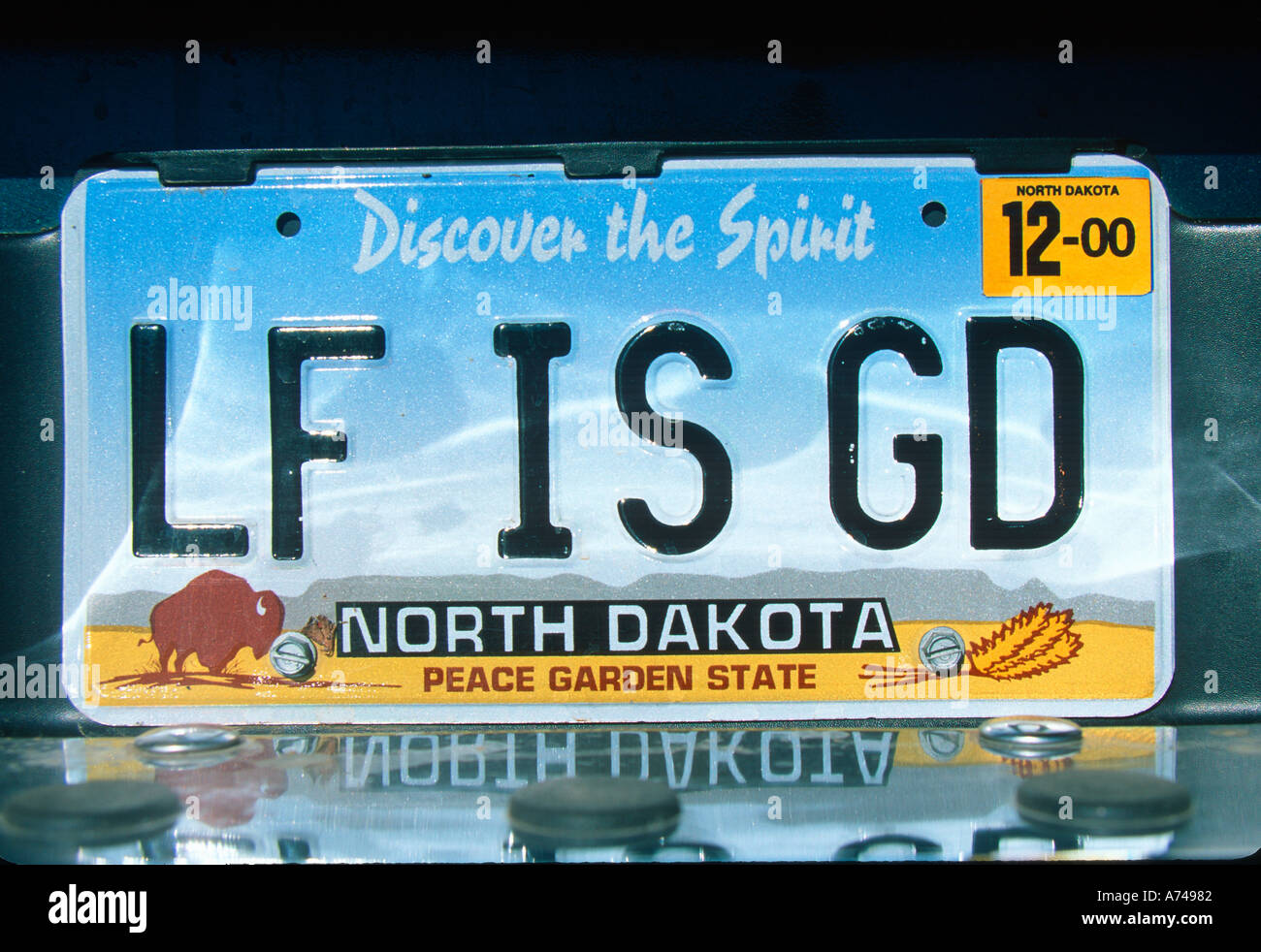 Vanity License Plate North Dakota Stock Photo Alamy
