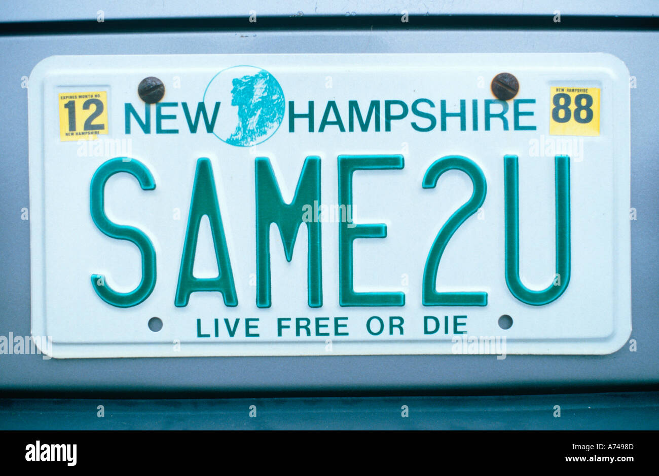Vanity License Plate New Hampshire Stock Photo