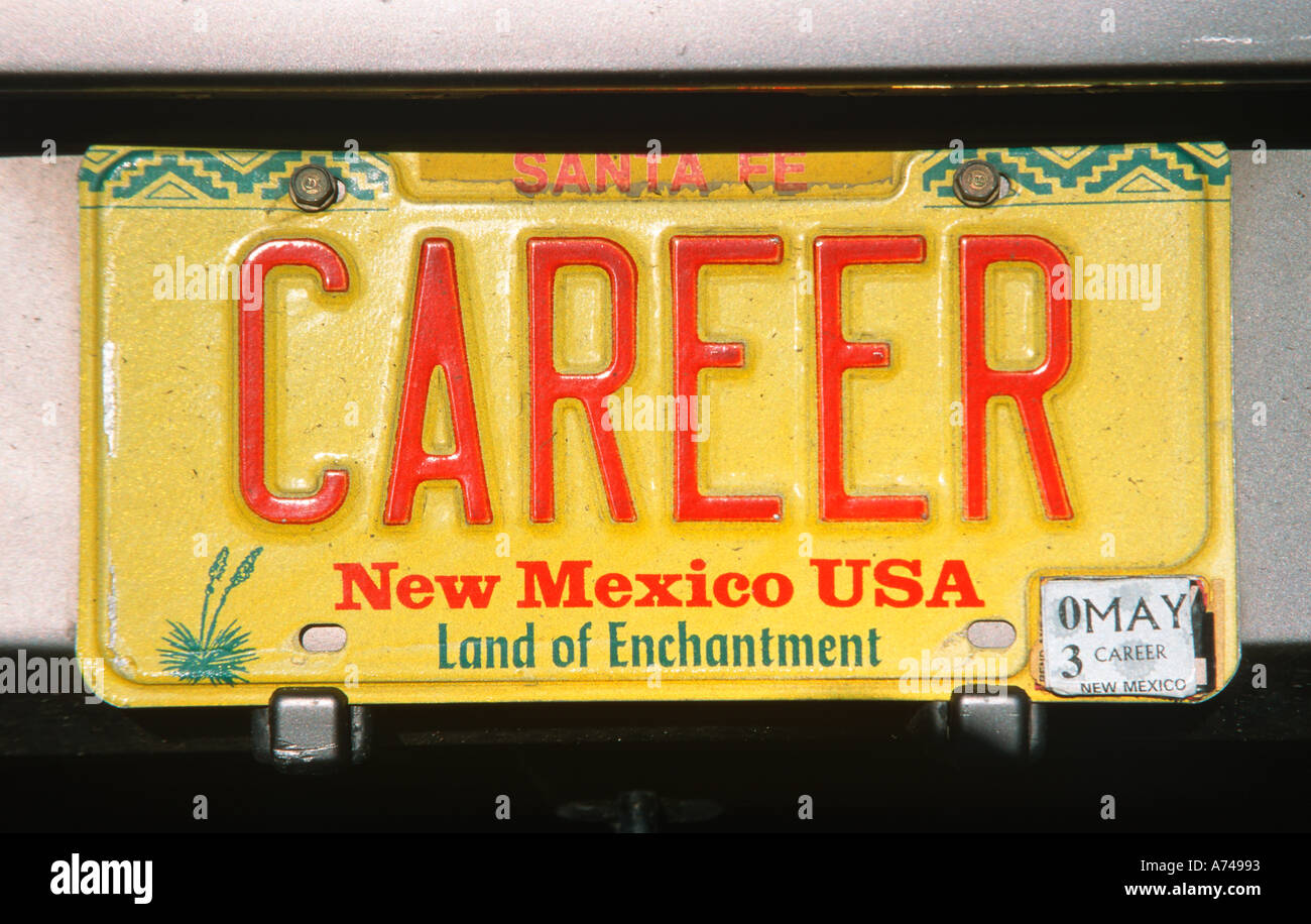 Vanity License Plate New Mexico Stock Photo Alamy