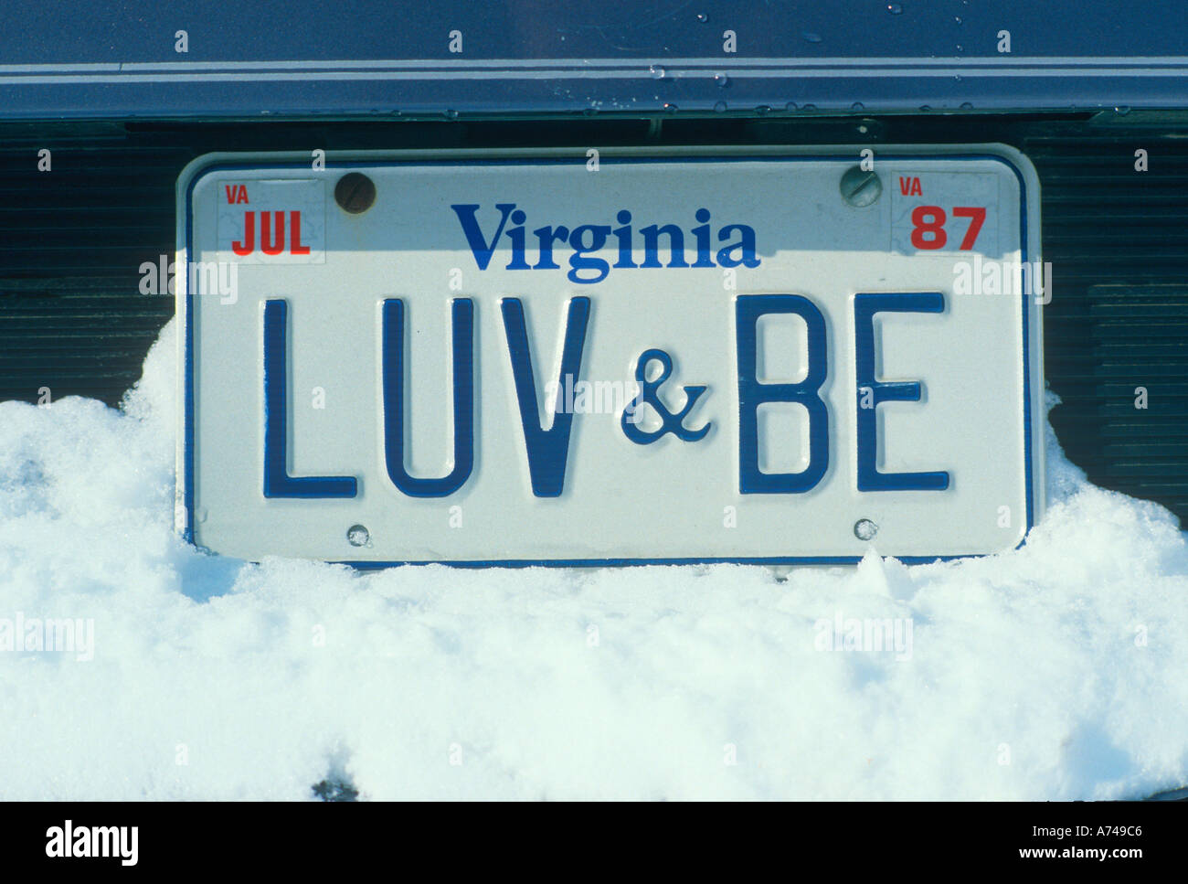 Vanity License Plate Virginia Stock Photo Alamy