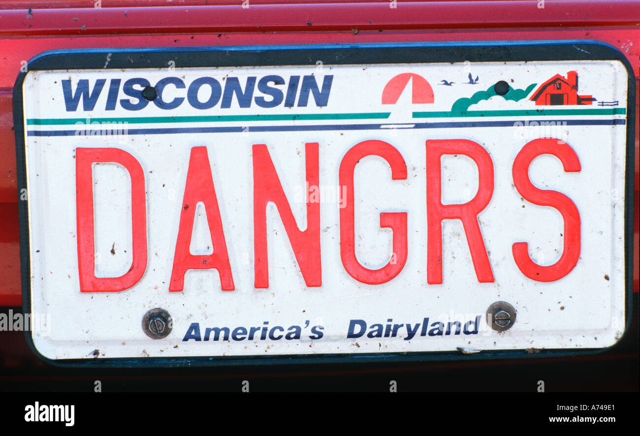 Vanity License Plate Wisconsin Stock Photo Alamy