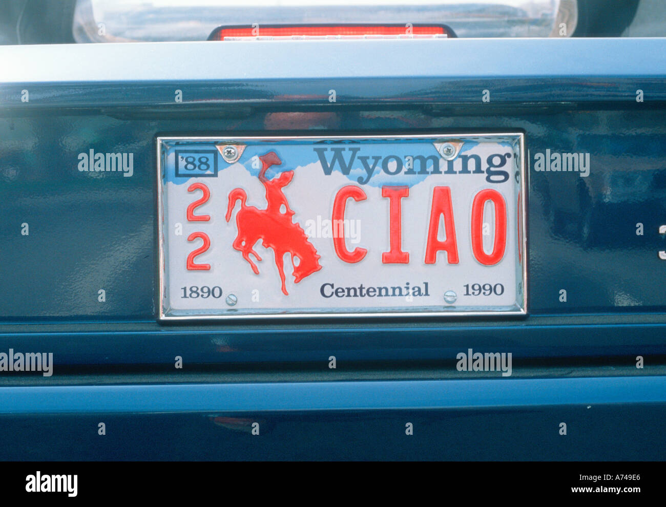 Vanity License Plate Wyoming Stock Photo Alamy