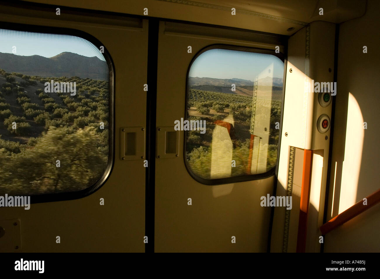 Train between Seville and Granada ANDALUSIA region Spain Stock Photo Alamy