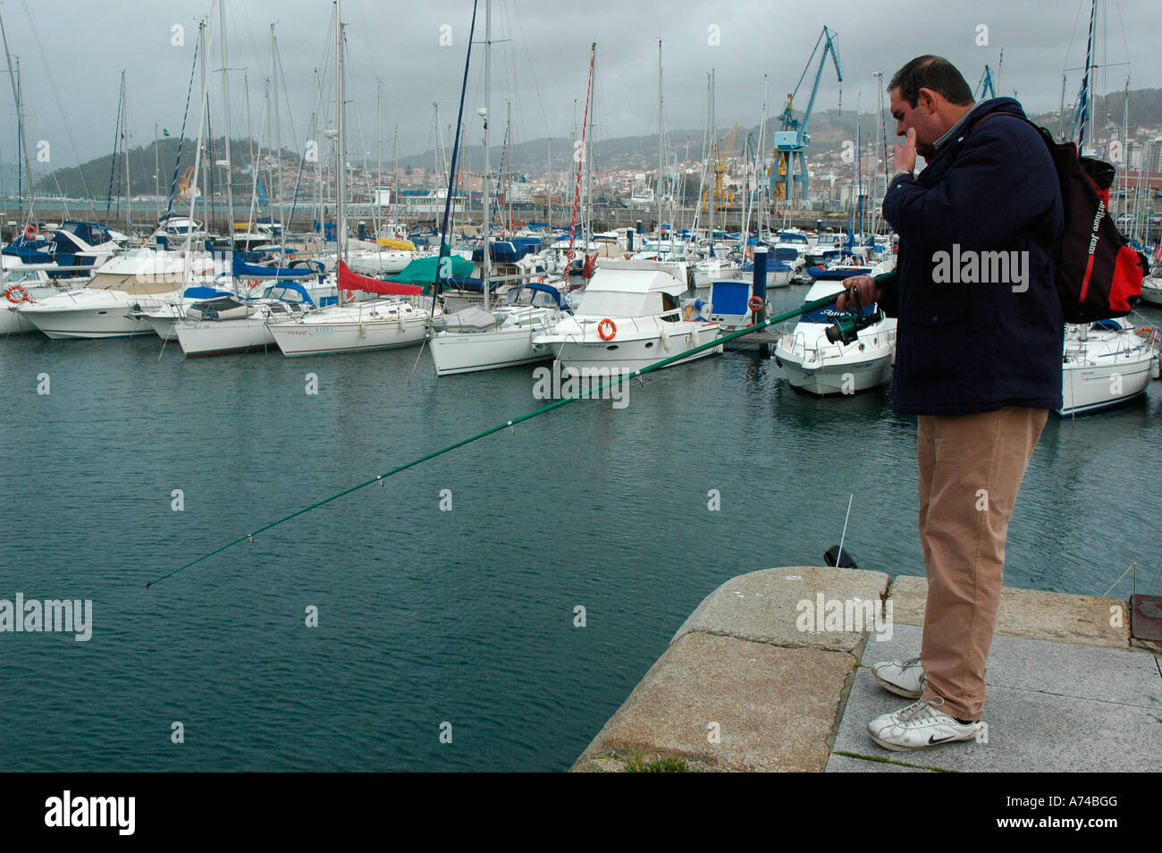Fishermen in Nautic Club VIGO Pontevedra province Galicia region Spain Stock Photo