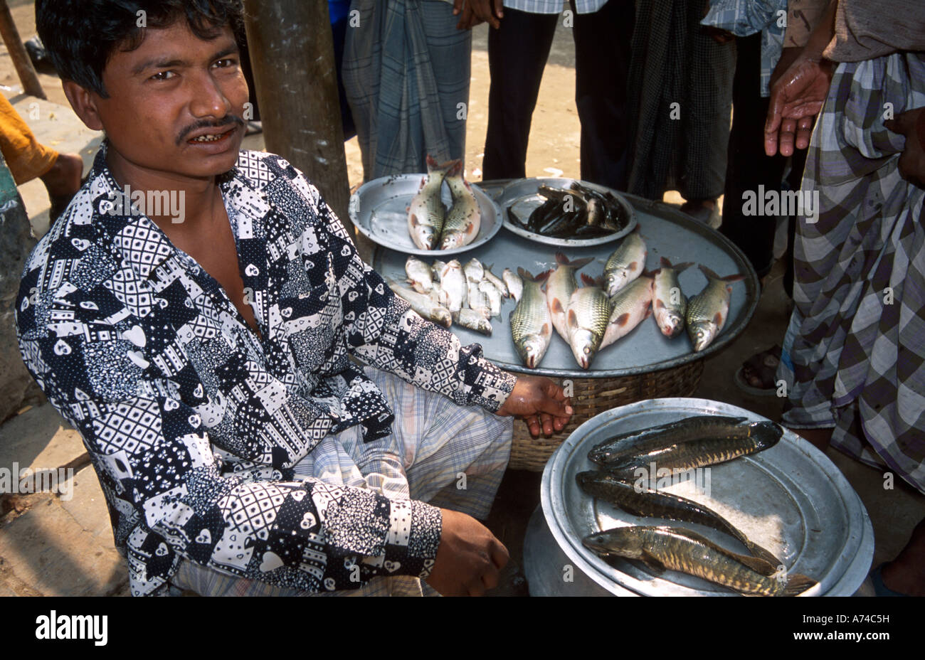 Fish vendor Savar near Dhaka Bangladesh Stock Photo