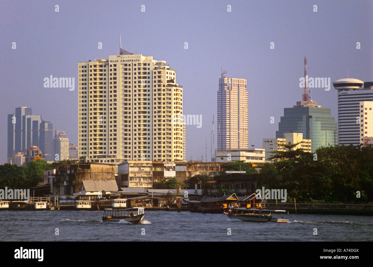 Ferry boats Chao Phraya River Bangkok Thailand Stock Photo - Alamy
