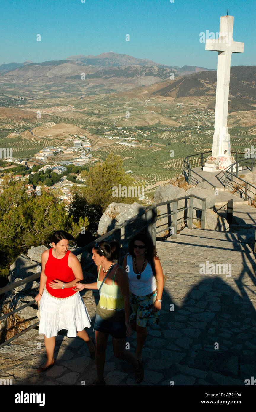 Sight of Jaen from the viewpoint of the Cross close to the Castle of Holy Catalina JAEN Andalusia Spain Stock Photo