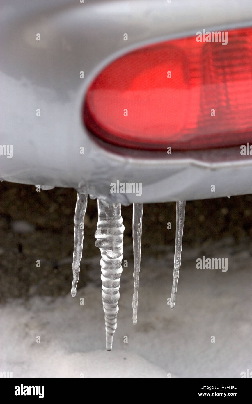 icicles on a car Stock Photo