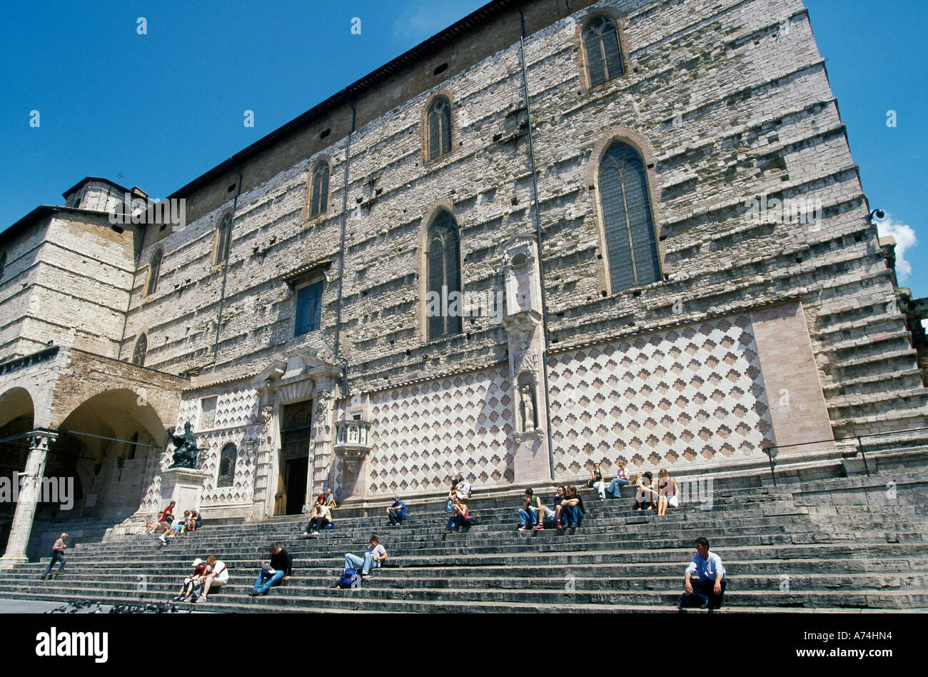 Piazza IV Novembre Cathedral Steps People Stock Photo