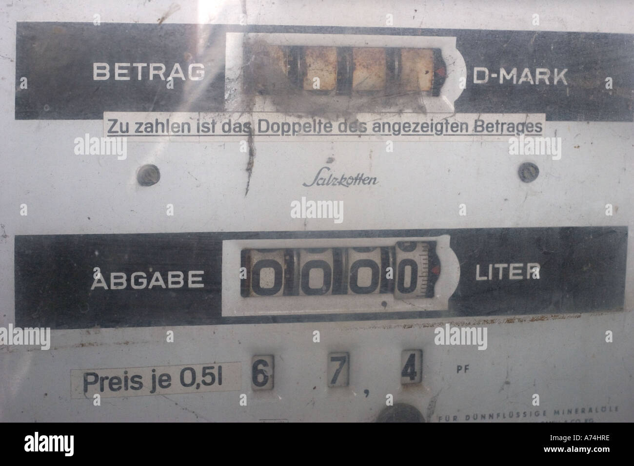old gas pump Benzin Munich Bavaria Germany Europe Stock Photo