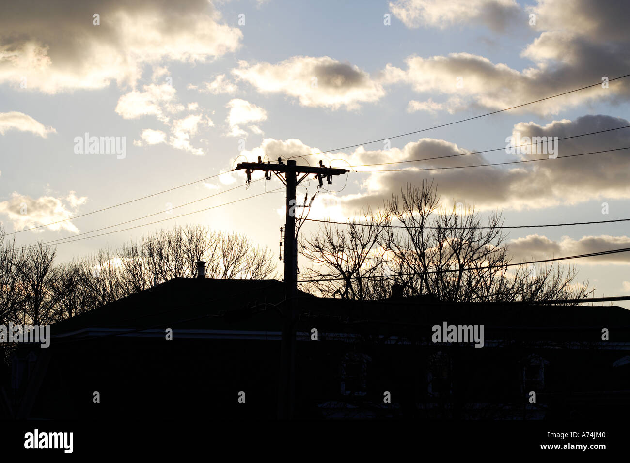 Power lines and dramatic sky Stock Photo - Alamy