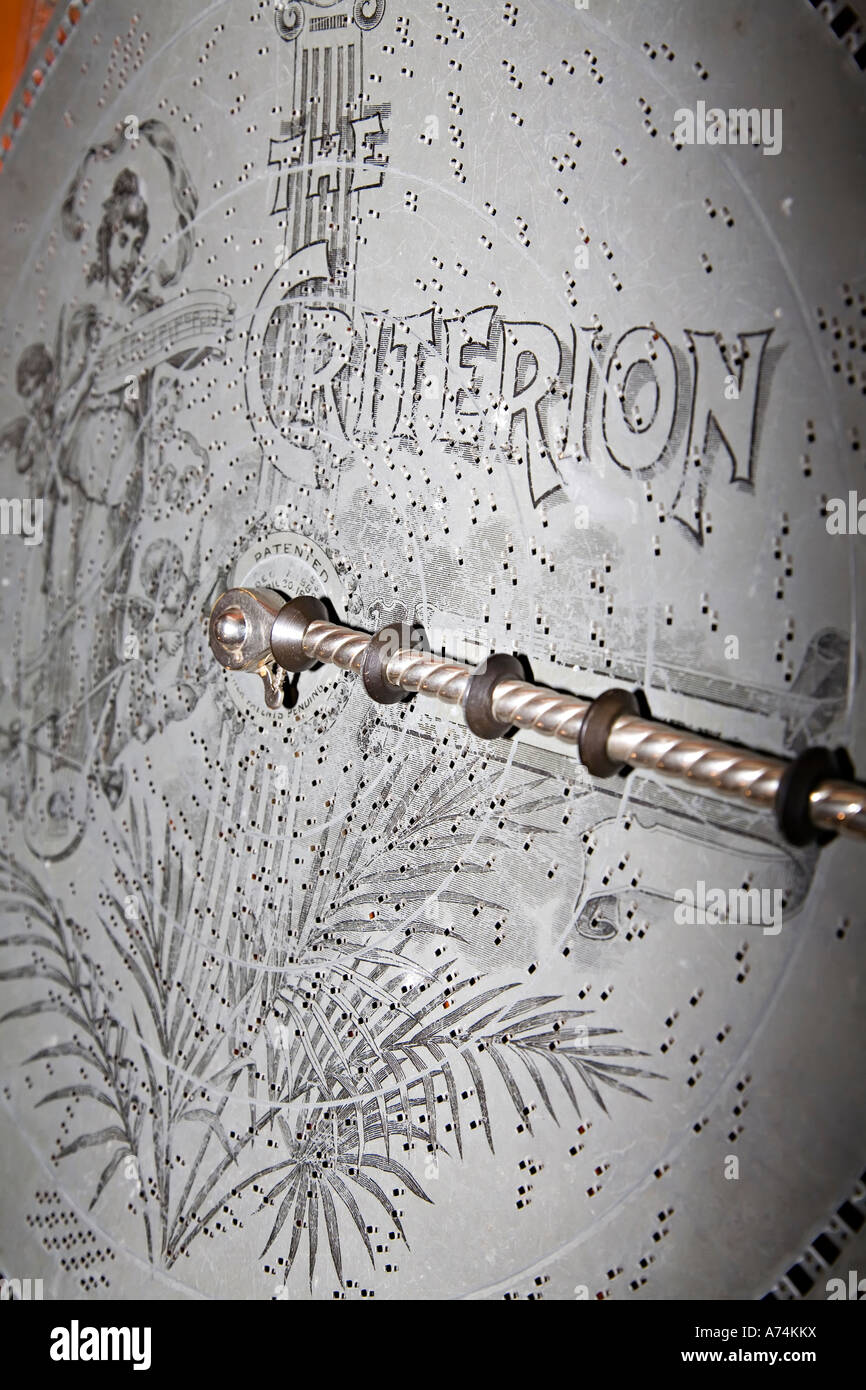 Early mechanical musical instrument with rotating record which produced