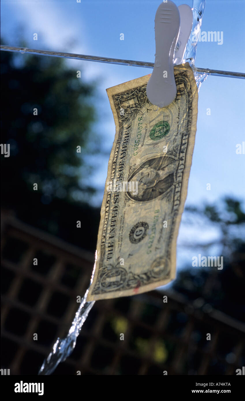 American US dollar Pegged hung out to dry washing line economy Stock